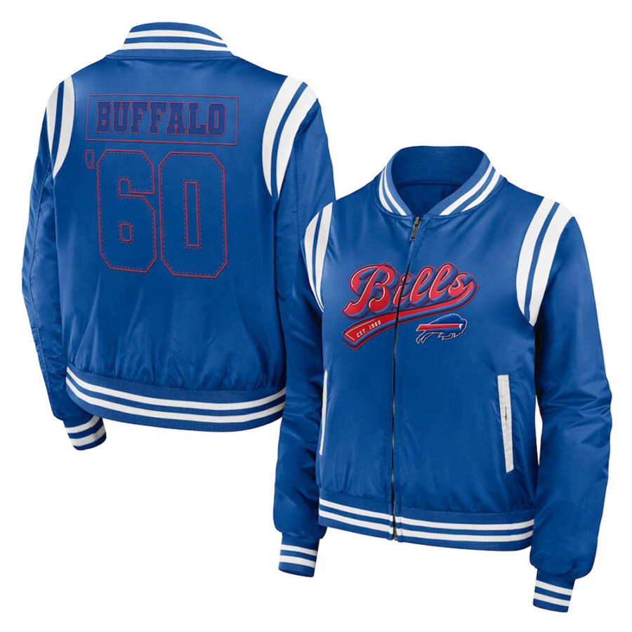 Buffalo Bills Royal Bomber Full-Zip Jacket 5 Buffalo Bills Royal Bomber Full Zip Jacket