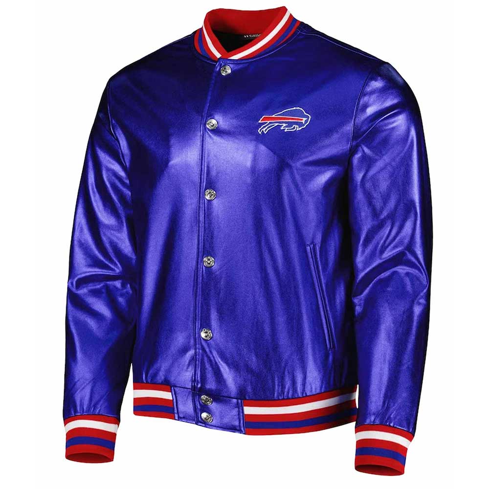Buffalo Bills Metallic Royal Leather Jacket 1 Buffalo Bills Metallic Royal Leather Jacket