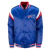 NFL Men's Buffalo Bills Blue Satin Jacket - Front side Image Trendy leather jackets