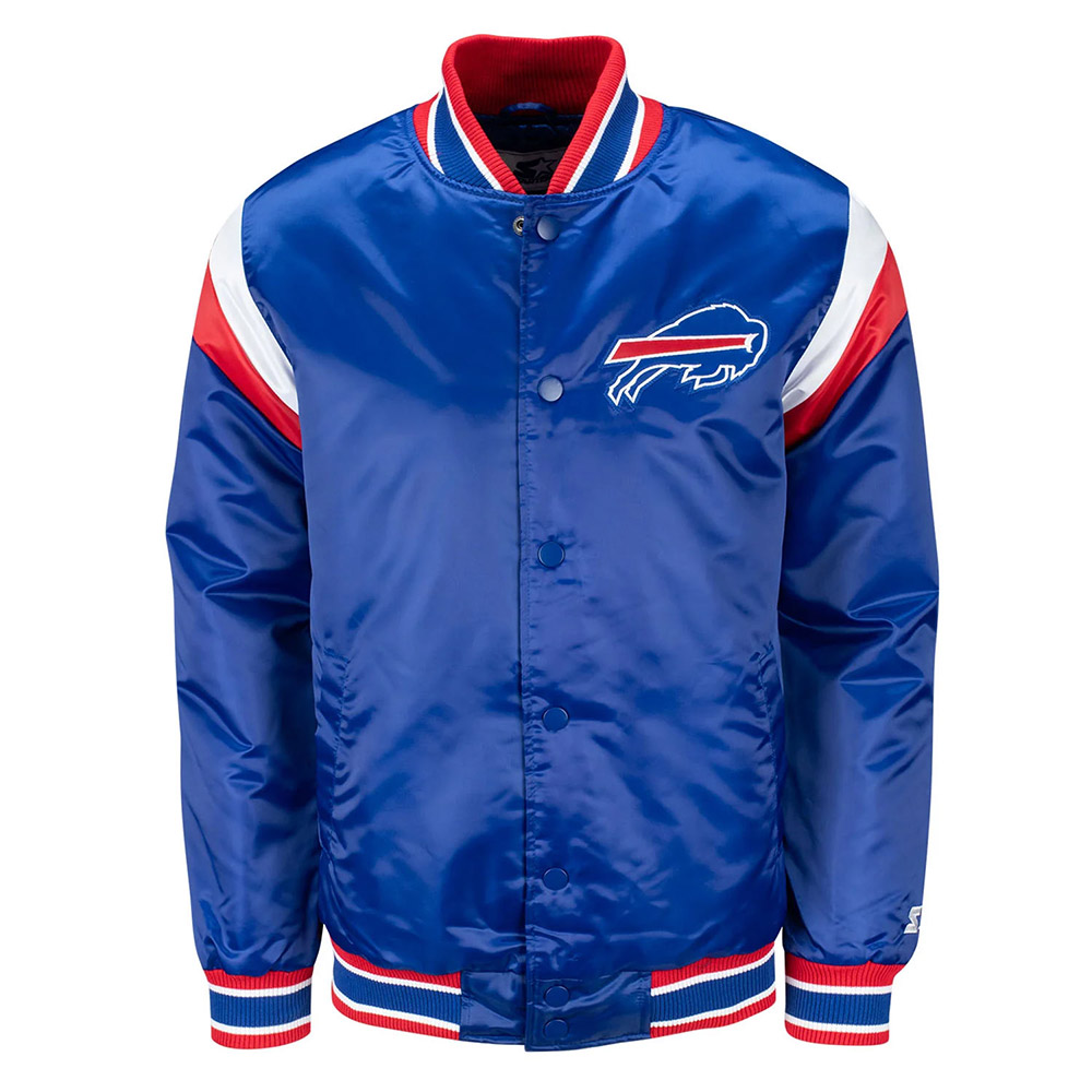 Nfl Men'S Buffalo Bills Blue Satin Jacket 1 Nfl Men'S Buffalo Bills Blue Satin Jacket - Front Side Image Trendy Leather Jackets