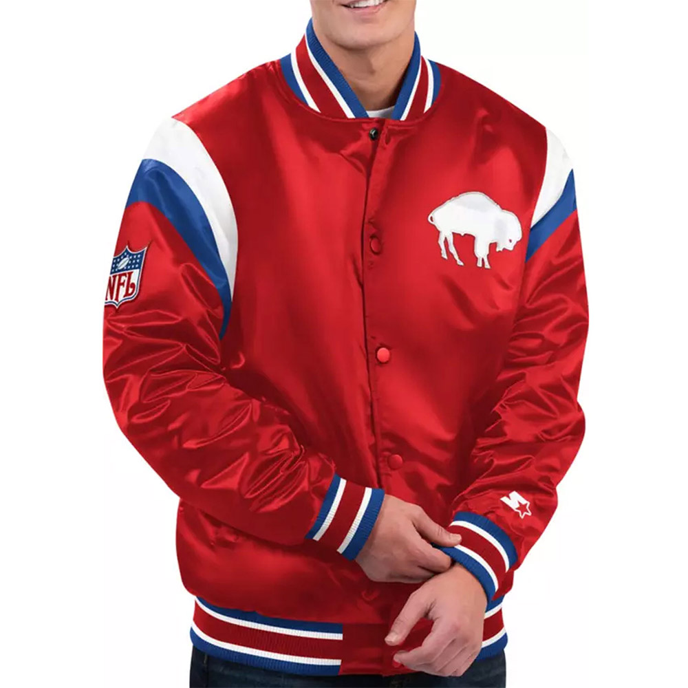 Nfl Men'S Buffalo Bills Red Satin Jacket 1 Nfl Men'S Buffalo Bills Red Satin Jacket - Front Side Image Trendy Leather Jackets