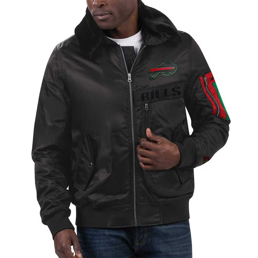 Nfl Buffalo Bills Mopkins Black Jacket 7 Nfl Buffalo Bills Mopkins Black Jacket -Front Side Image Trendy Leather Jackets