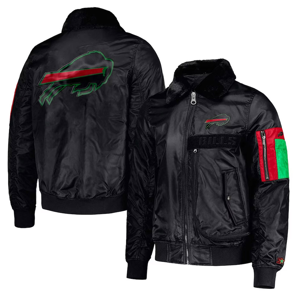 Nfl Buffalo Bills Mopkins Black Jacket 5 Nfl Buffalo Bills Mopkins Black Jacket - Front And Backside Image Trendy Leather Jackets