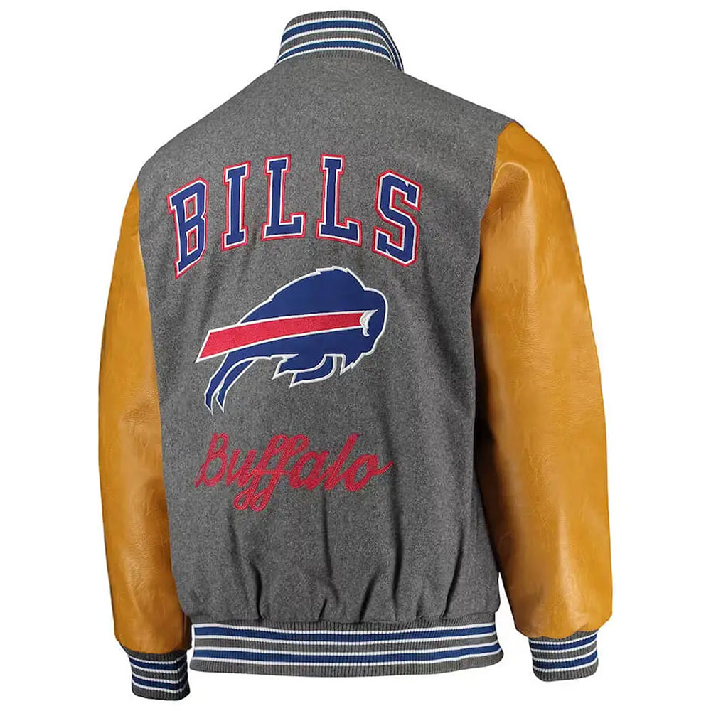 Buffalo Bills Gray And Gold Varsity Jacket 2 Buffalo Bills Gray And Gold Varsity Jacket - Image 2