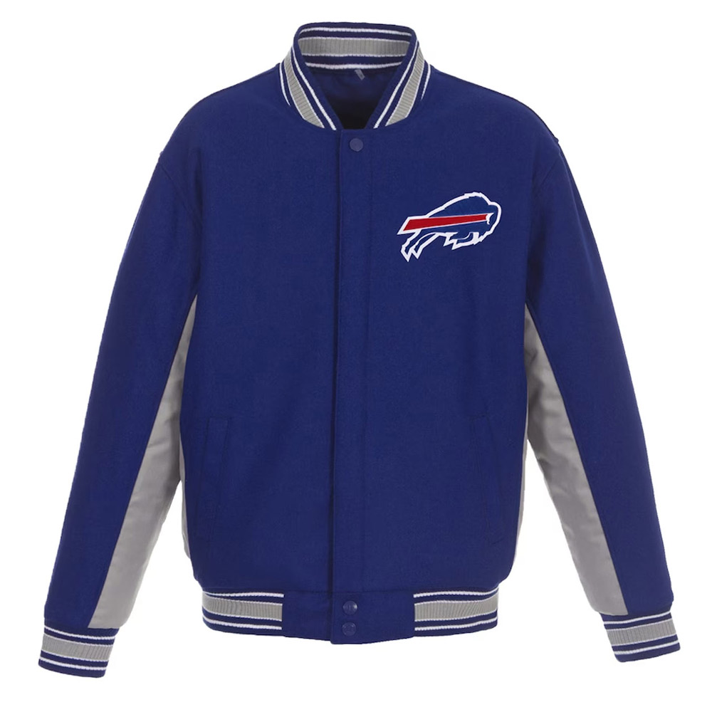 Buffalo Bills Blue And Gray Wool Jacket 1 Buffalo Bills Blue And Gray Wool Jacket