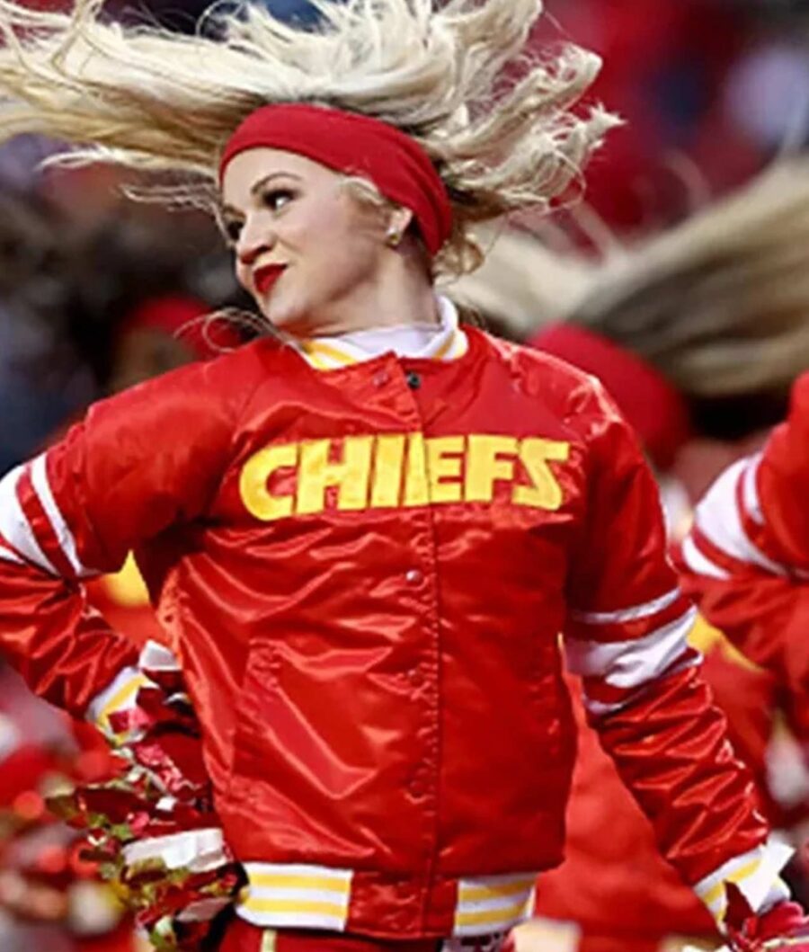 Cheerleaders Kansas City Chiefs Red Bomber Jacket Scaled 1