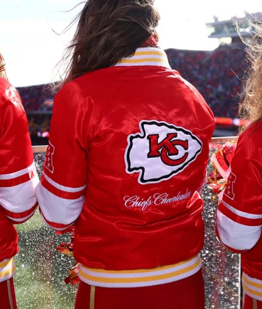 Cheerleaders Kansas City Chiefs Red Satin Jacket Scaled 1