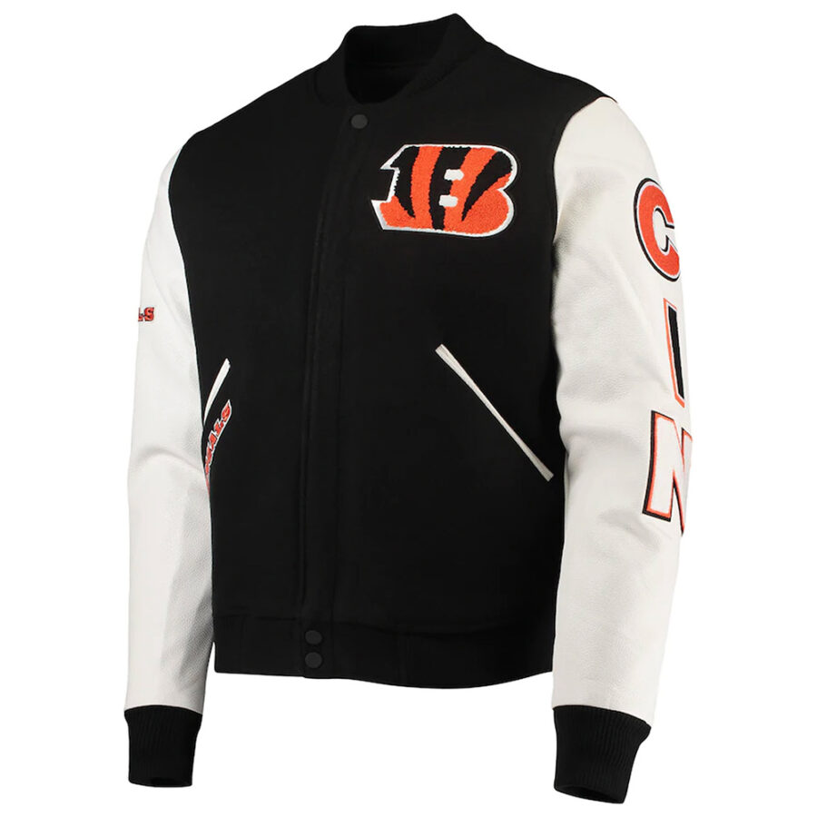 Cincinnati Bengals Black And White Varsity Jacket