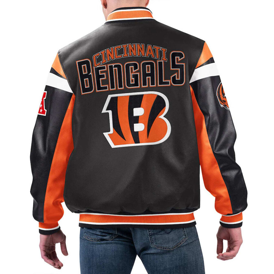 Alternative view of Cincinnati Bengals Black Leather Varsity Jacket