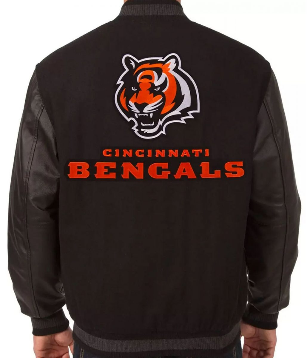 Men'S Cincinnati Bengals Black Varsity Jacket 2 Men'S Cincinnati Bengals Black Varsity Jacket - Image 2