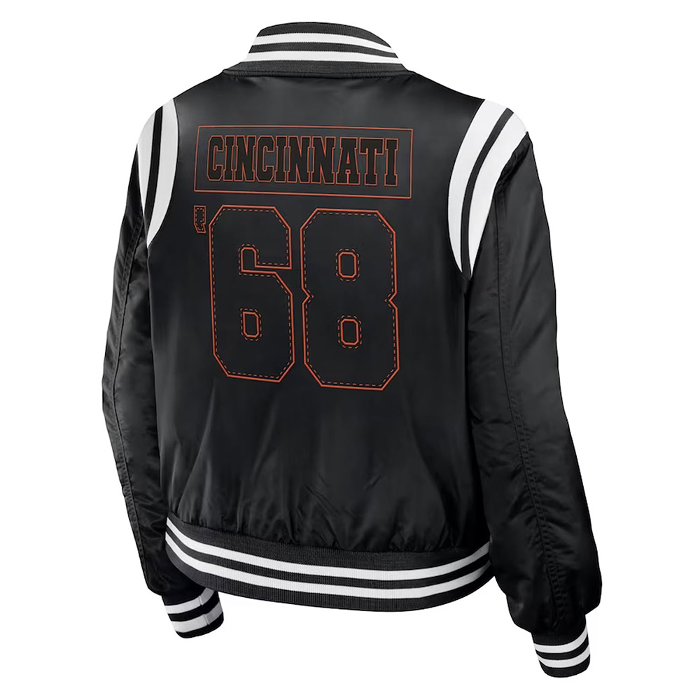 Women'S Cincinnati Bengals Black Bomber Jacket 2 Women'S Cincinnati Bengals Black Bomber Jacket - Image 2