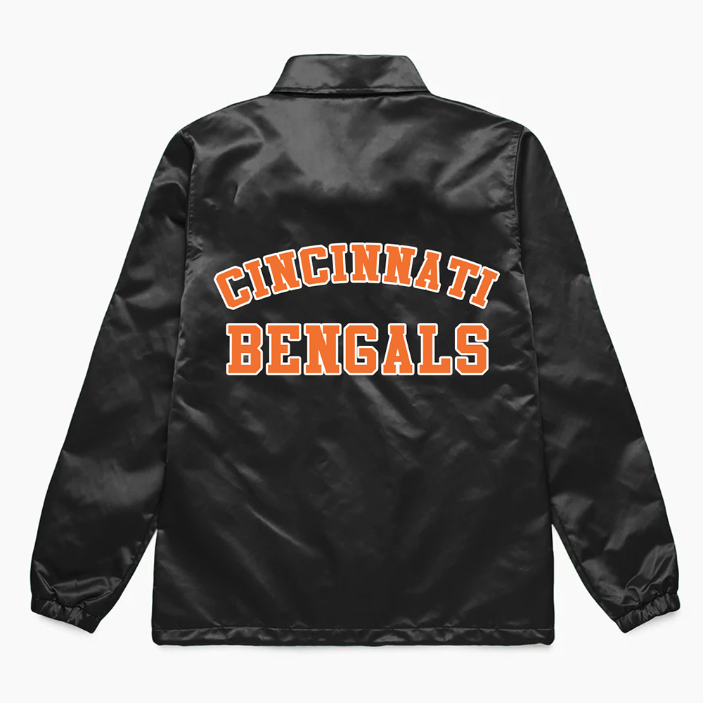 Cincinnati Bengals Coach Black Satin Jacket 2 Cincinnati Bengals Coach Black Satin Jacket - Image 2