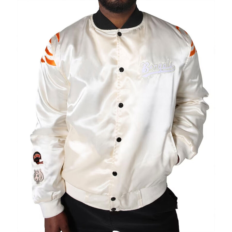 NFL Cincinnati Bengals Cream Satin Jacket