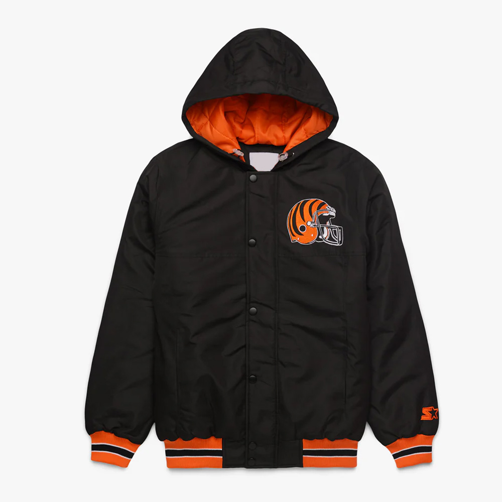 90S Cincinnati Bengals Hooded Jacket 1 90S Cincinnati Bengals Hooded Jacket