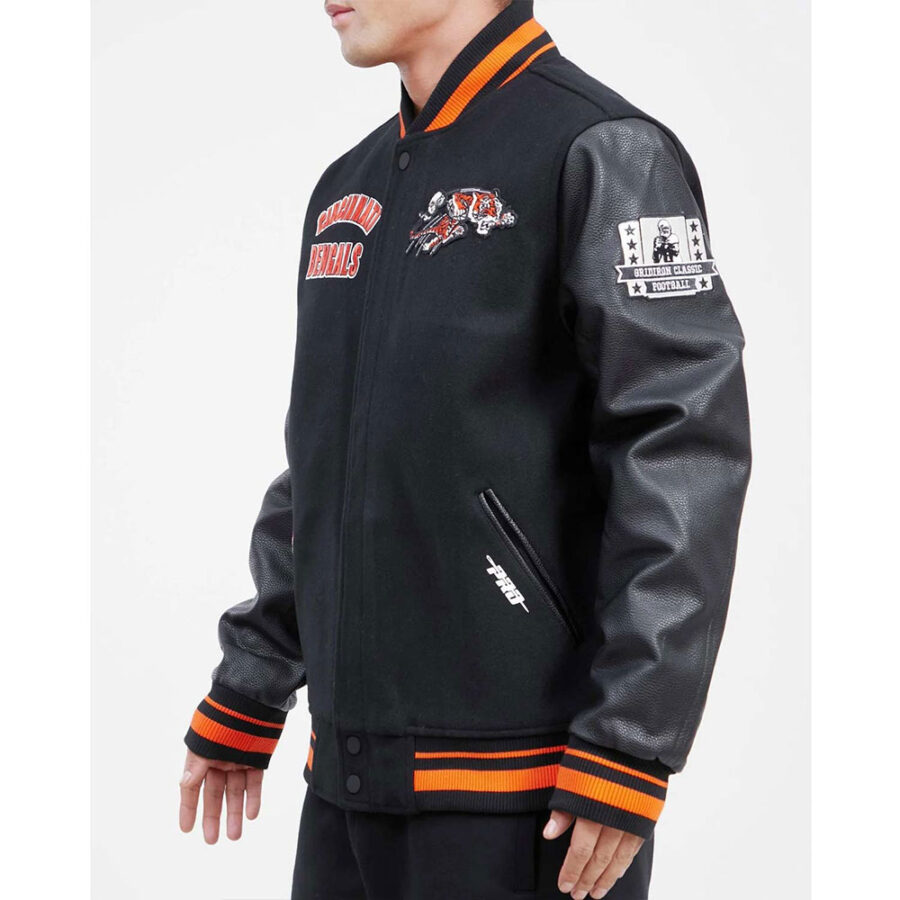 Cincinnati Bengals Retro Classic Varsity Jacket 6 Cincinnati Bengals Retro Classic Rib Black Varsity Jacket