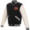 Cincinnati Bengals White and Black Letterman Jacket