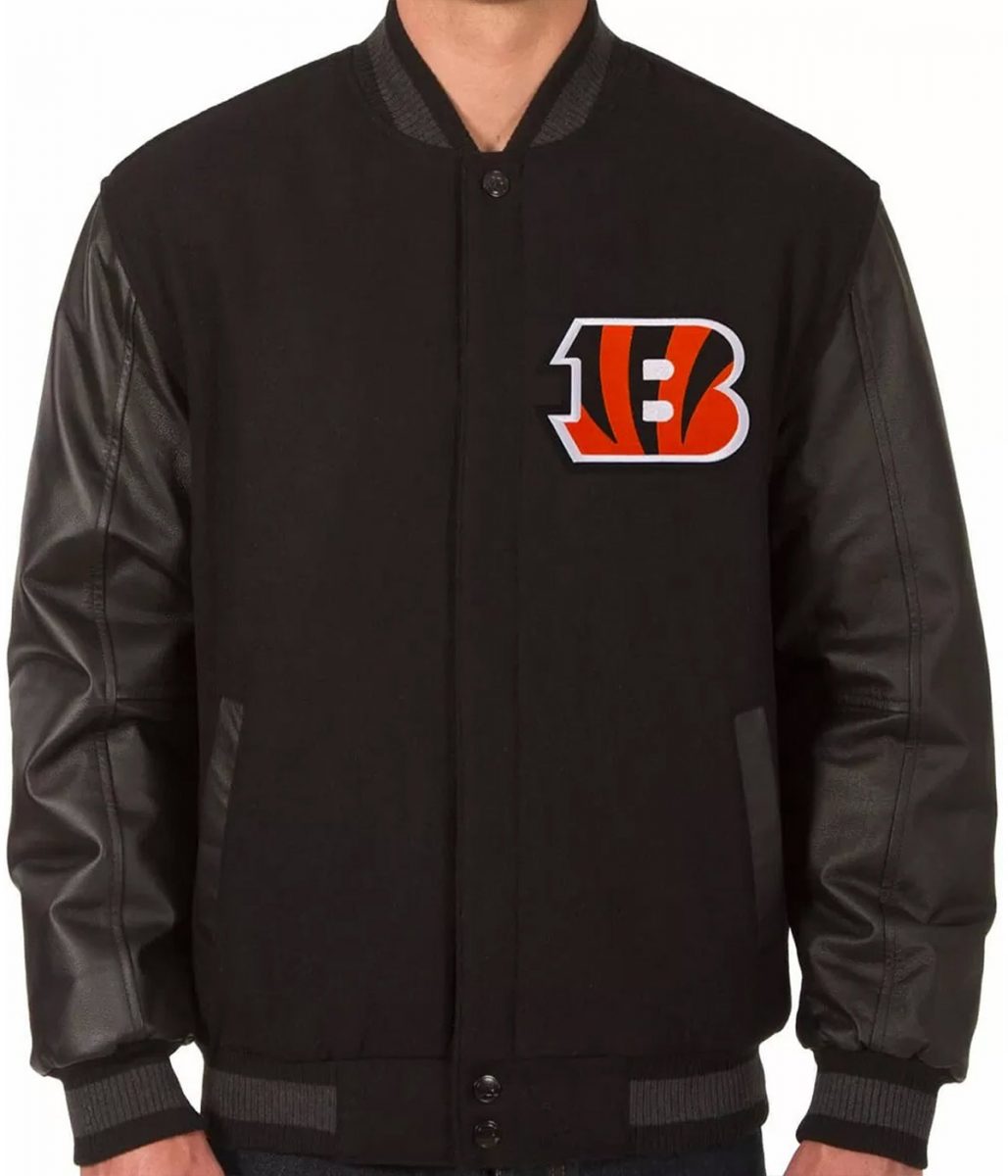 Men'S Cincinnati Bengals Black Varsity Jacket 1 Men'S Cincinnati Bengals Black Varsity Jacket