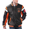 Cincinnati Bengals Black Leather Varsity Jacket