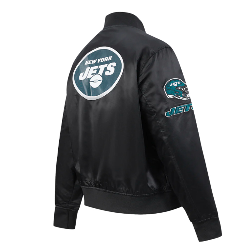 Women'S New York Jets Black Satin Jacket 4 Women'S New York Jets Black Satin Jacket - Image 4