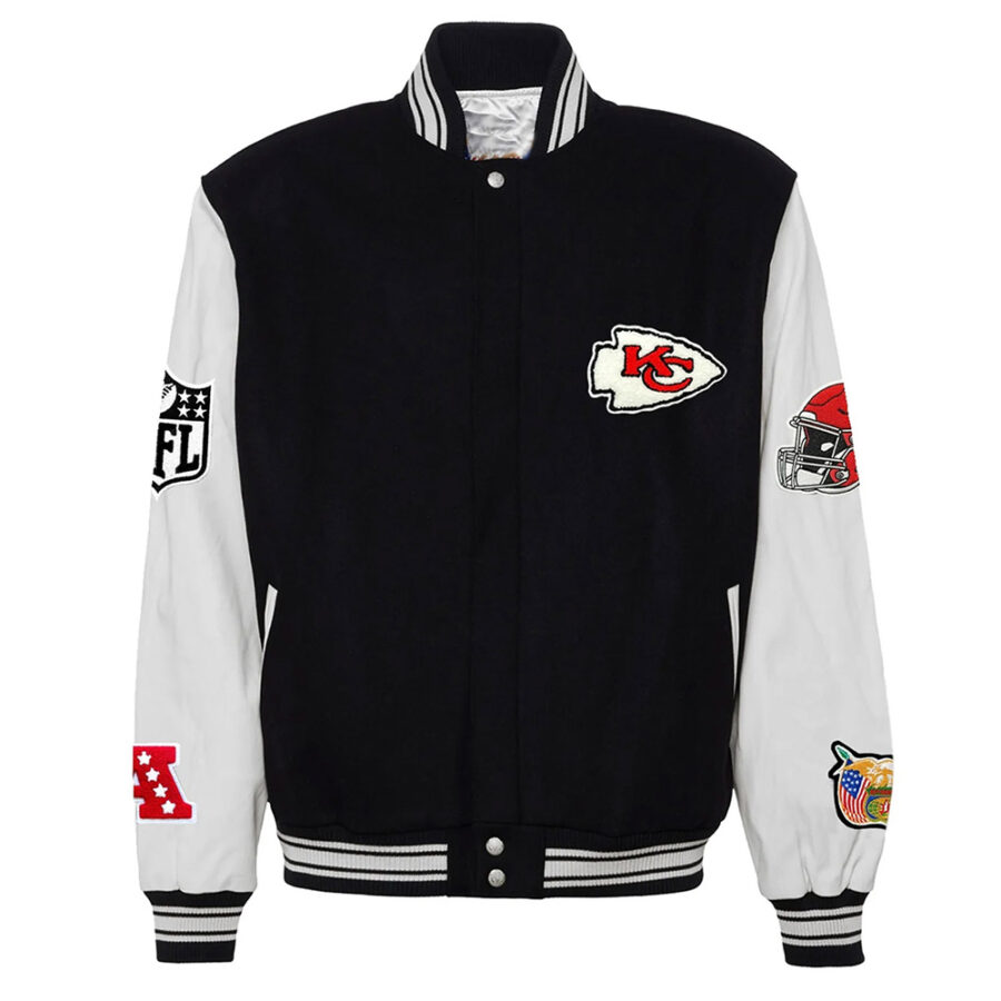 Kansas City Chiefs Black and White Varsity Jacket