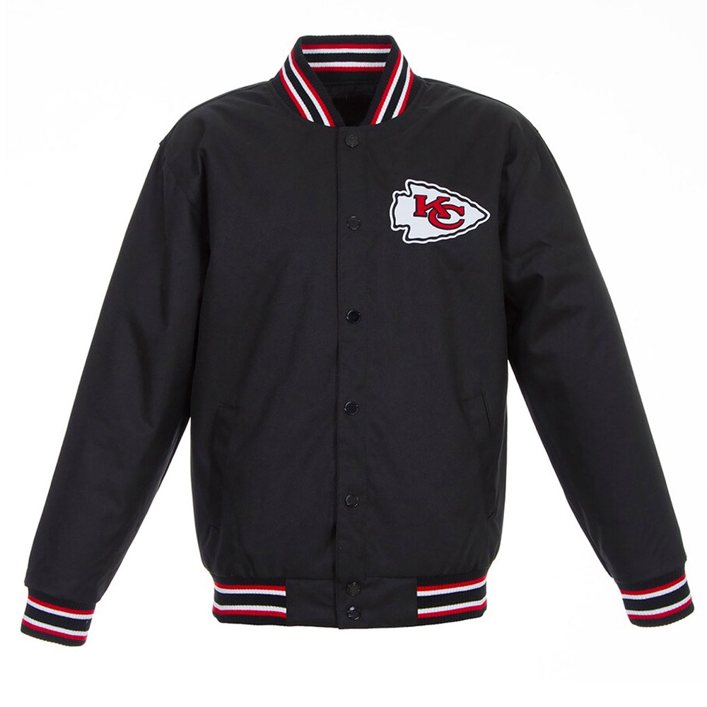 Black Kansas City Chiefs Poly Varsity Jacket 1 Black Kansas City Chiefs Poly Varsity Jacket