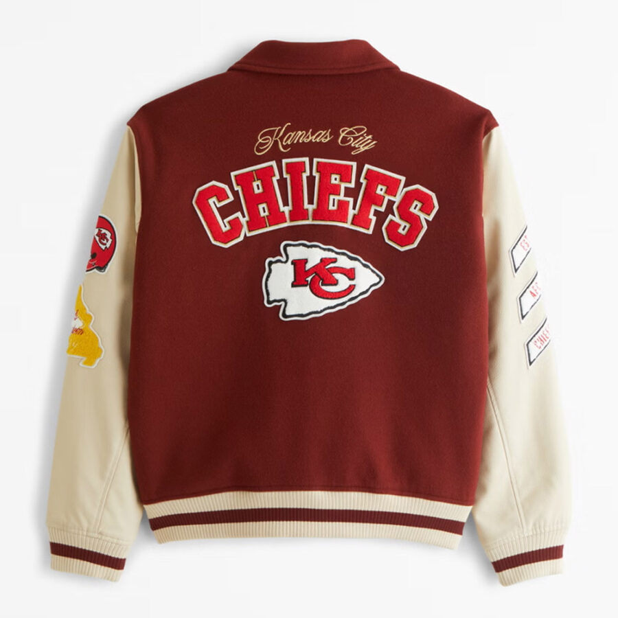 Alternative view of Kansas City Chiefs Burgundy and White Jacket