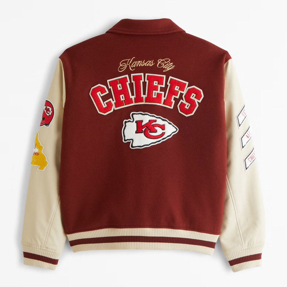 Kansas City Chiefs Burgundy And White Jacket 2 Kansas City Chiefs Burgundy And White Jacket - Image 2