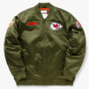 Kansas City Chiefs kc Green Satin Jacket