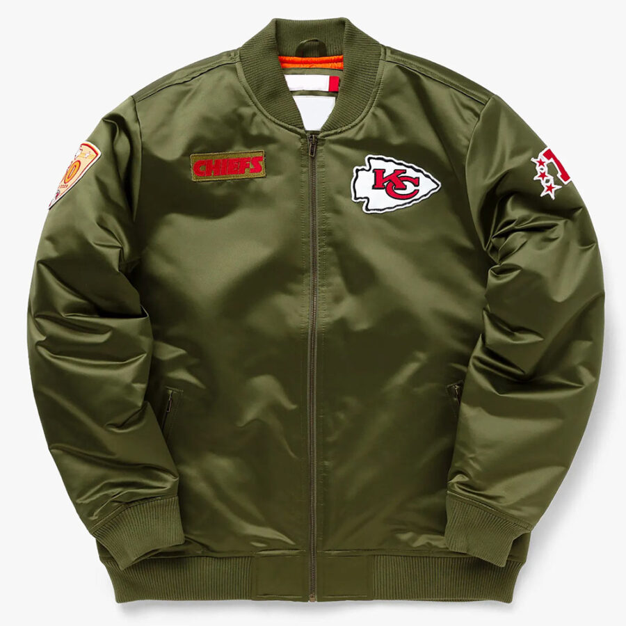 Kansas City Chiefs kc Green Satin Jacket