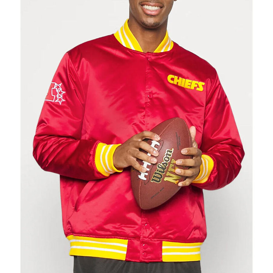 Kansas City Chiefs Training Satin Jacket 7 Kansas City Chiefs Heavyweight Red Satin Jacket