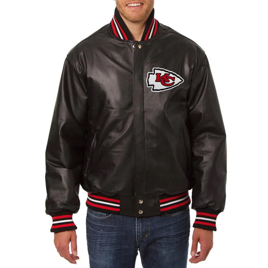 Kansas City Chiefs Varsity Black Leather Jacket