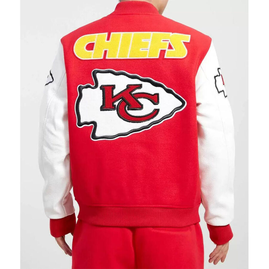 Alternative view of Kansas City Chiefs Red and White Letterman Jacket