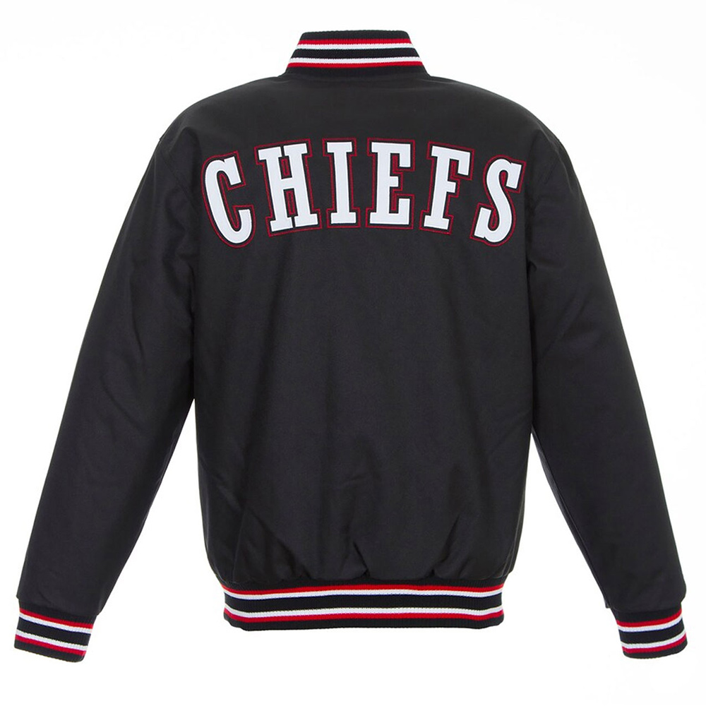 Black Kansas City Chiefs Poly Varsity Jacket 2 Black Kansas City Chiefs Poly Varsity Jacket - Image 2