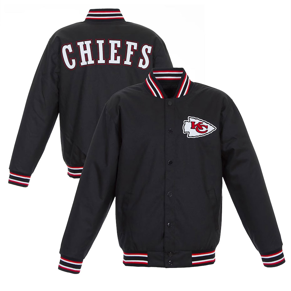 Black Kansas City Chiefs Poly Varsity Jacket 3 Black Kansas City Chiefs Poly Varsity Jacket - Image 3