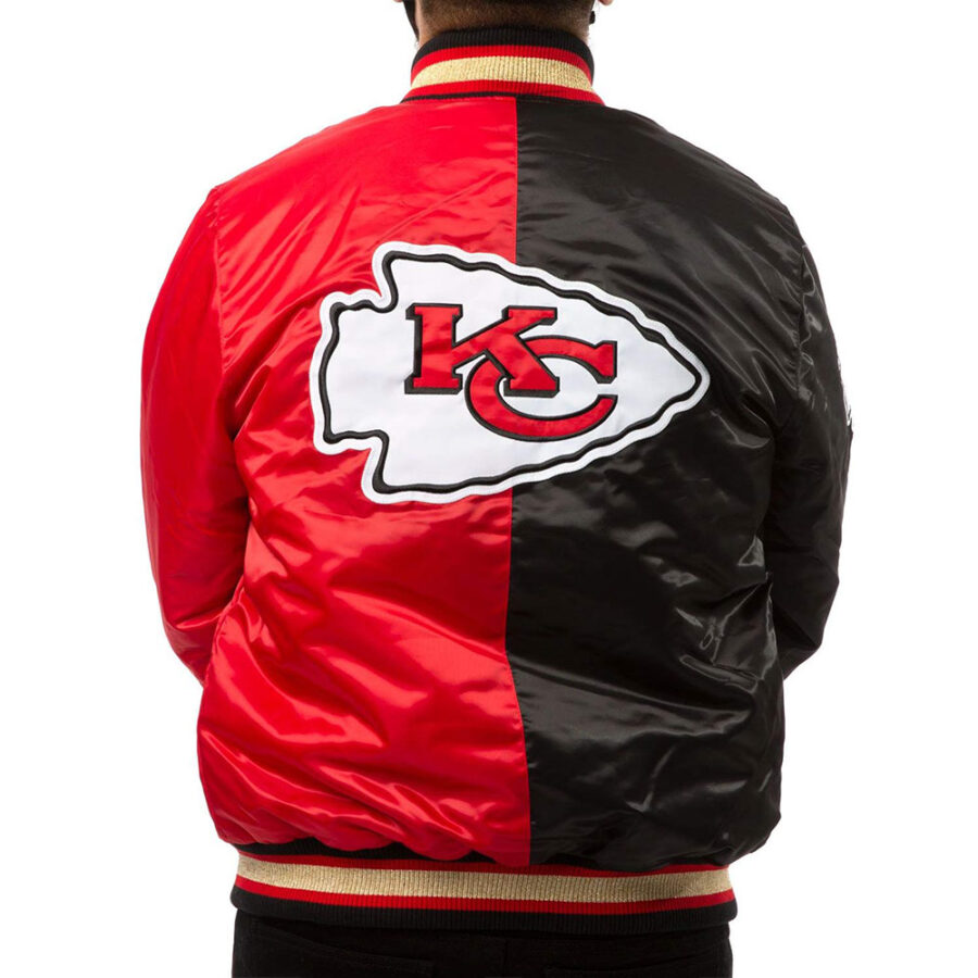 Alternative view of Kansas City Chiefs Red and Black Satin Jacket