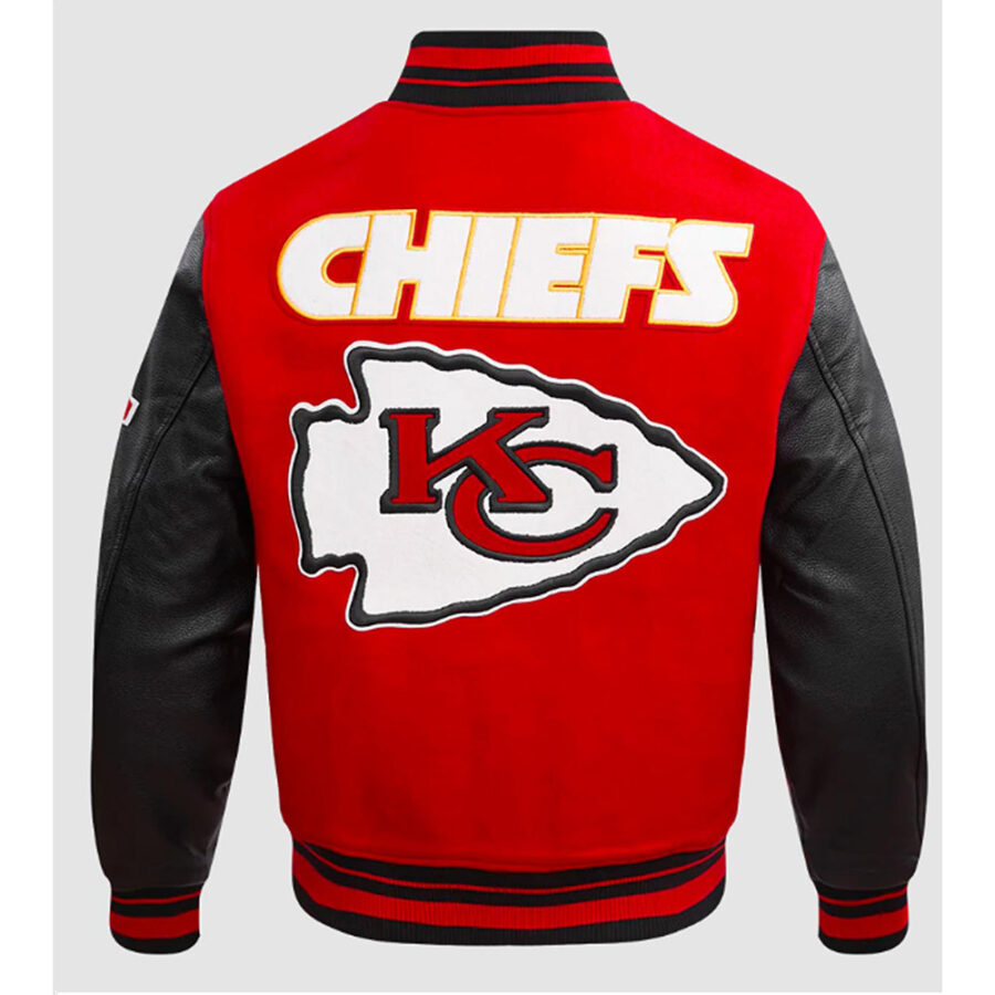 Kansas City Chiefs Retro Classic Rib Red And Black Varsity Jacket