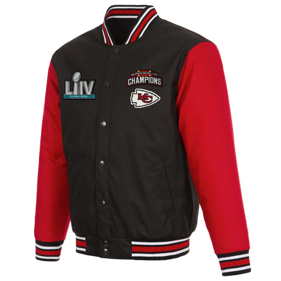 NFL Kansas City Chiefs Black and Red Varsity Jacket - Trendy Leather Jackets