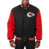 NFL KC Chiefs Black and Red Wool Jacket - Trendy Leather Jackets