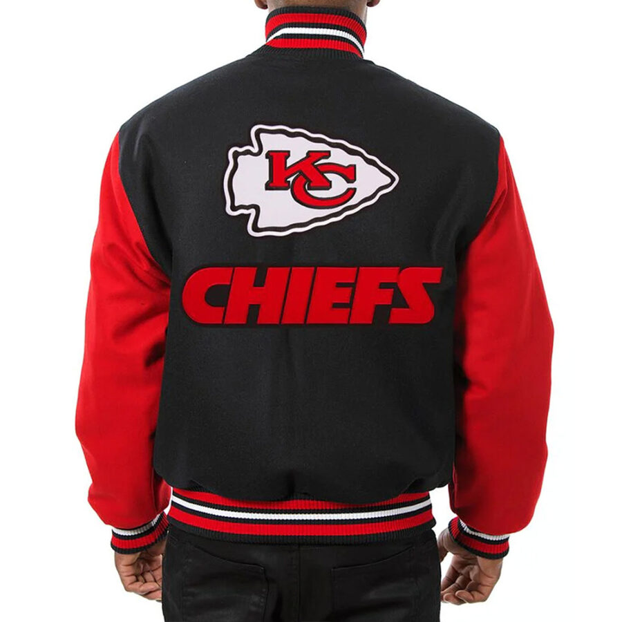 Alternative view of NFL KC Chiefs Black and Red Wool Jacket