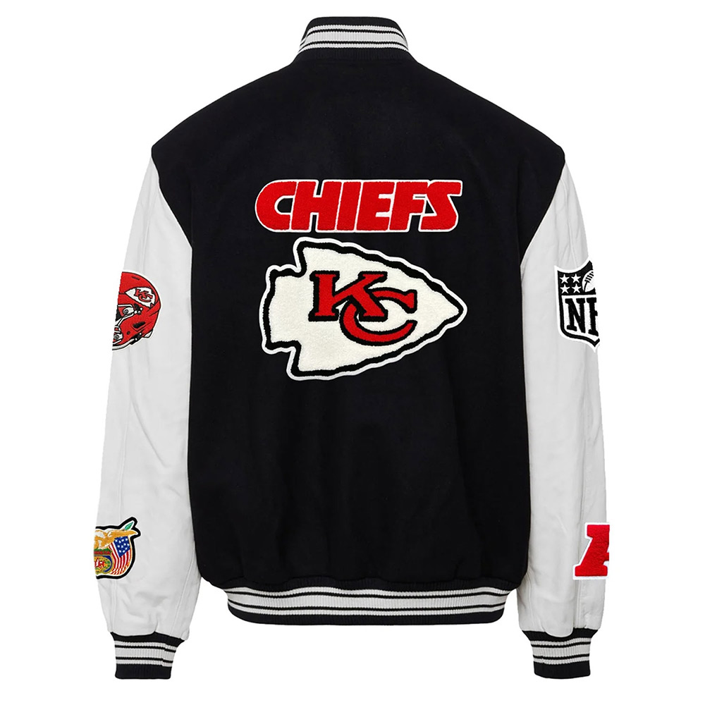 Kansas City Chiefs Black And White Varsity Jacket 2 Kansas City Chiefs Black And White Varsity Jacket - Image 2