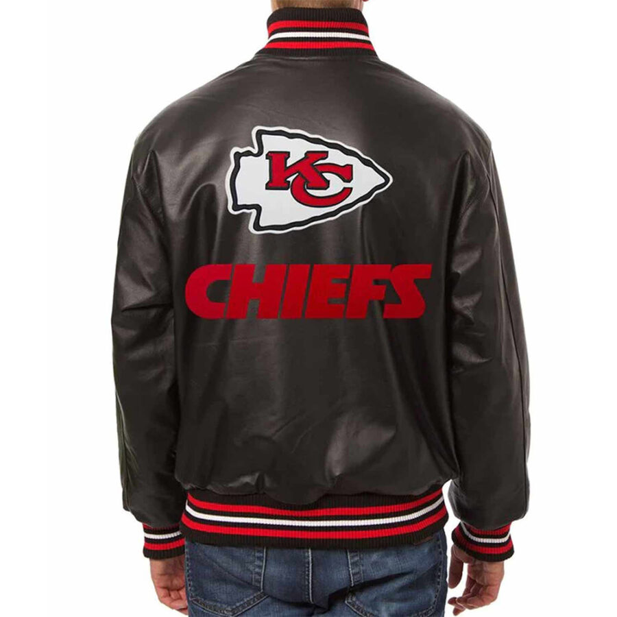 Alternative view of Kansas City Chiefs Varsity Black Leather Jacket