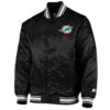 NFL Men's Miami Dolphins Black Satin Jacket