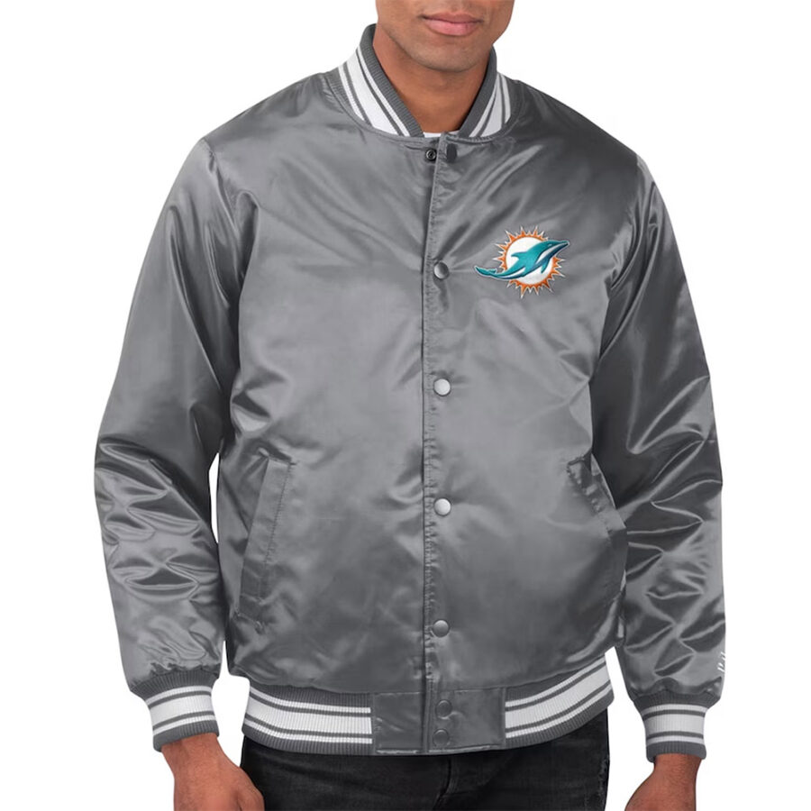 NFL Miami Dolphins Locker Gray Satin Jacket