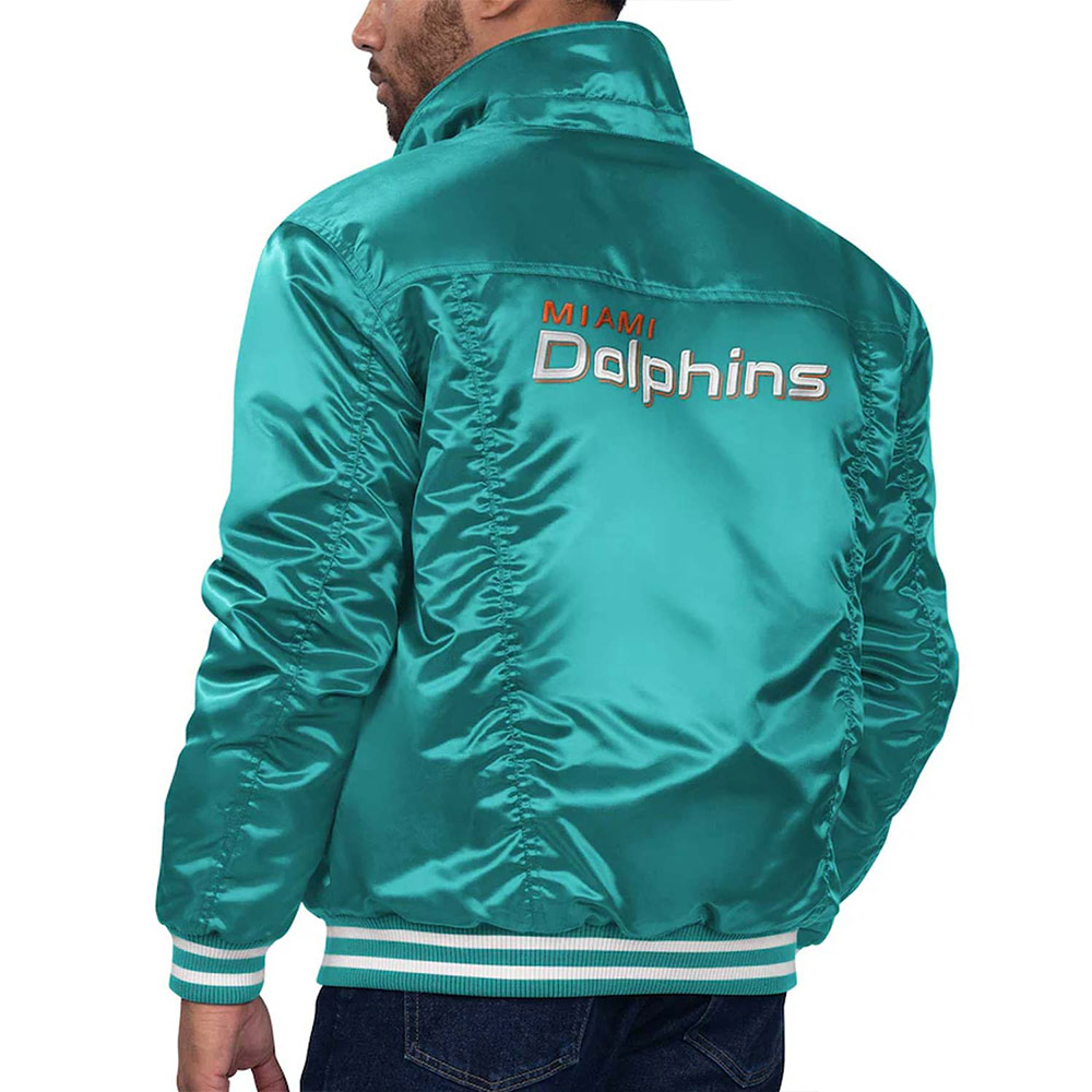 Nfl Miami Dolphins Trucker Satin Jacket 2 Nfl Miami Dolphins Trucker Satin Jacket - Image 2