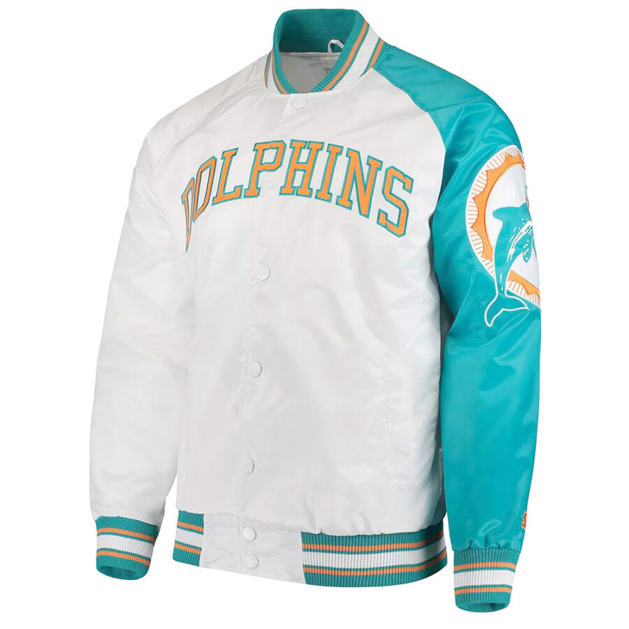 NFL White Miami Dolphins Retro Satin Jacket