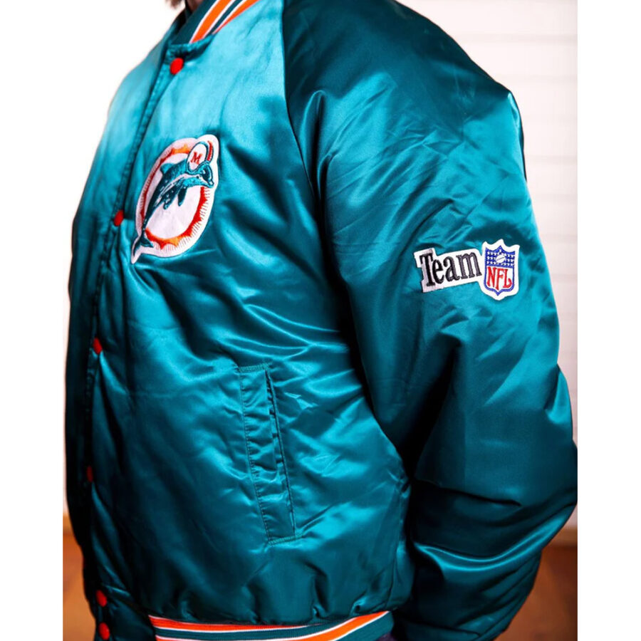 Nfl Miami Dolphins Team Aqua Satin Jacket 7 Miami Dolphins Team Satin Jacket