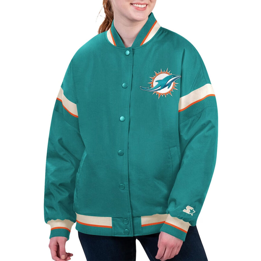 NFL Miami Dolphins Tournament Aqua Varsity Jacket