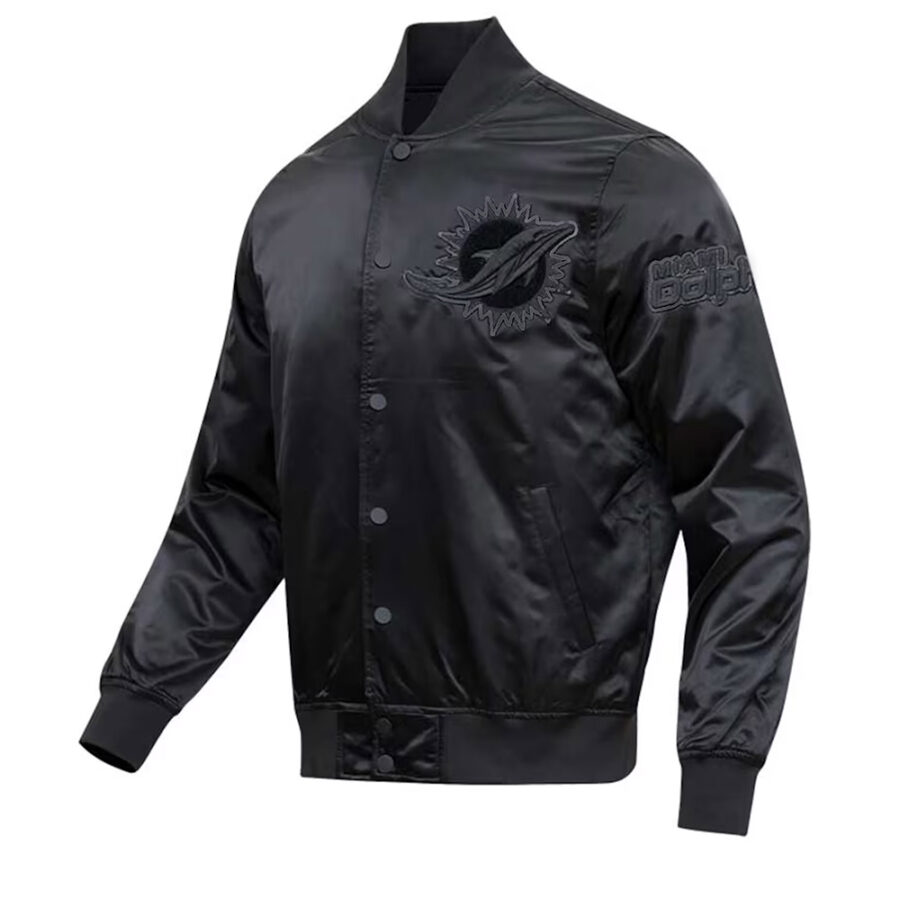 NFL Miami Dolphins Triple Black Satin Jacket