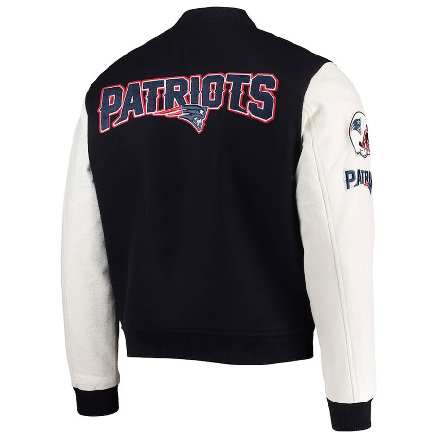 Men’s New England Patriots Varsity Jacket Backside Image - Trendy Leather Jackets