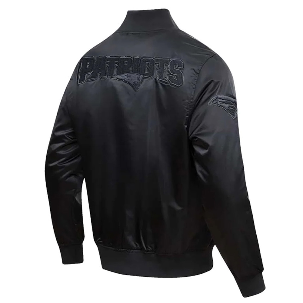 Nfl New England Patriots Black Triple Jacket 2 Nfl New England Patriots Black Triple Jacket Backside Image - Trendy Leather Jackets